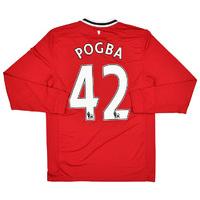 2011-12 Manchester United Home L/S Shirt Pogba #42 (Excellent) M