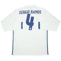 2016-17 Real Madrid Home L/S Shirt Sergio Ramos #4 *w/Tags* L