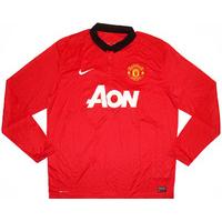 2013-14 Manchester United Home L/S Shirt (Excellent) XL