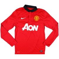 2013-14 Manchester United Home L/S Shirt (Excellent) M