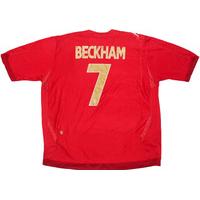 2006-08 England Away Shirt Beckham #7 (Excellent) 3XL