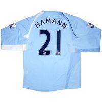 2008-09 Manchester City Match Issue Home L/S Shirt Hamann #21