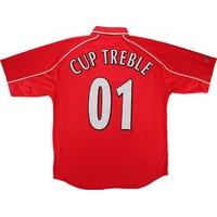 2000-02 Liverpool Treble Winners Home Shirt Cup Treble #01 (Very Good) M