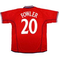 2002 england player issue away shirt fowler 20 v italy wtags xl