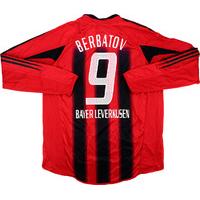 2005-06 Bayer Leverkusen Match Worn Home L/S Shirt Berbatov #9 (v Wolfsburg)