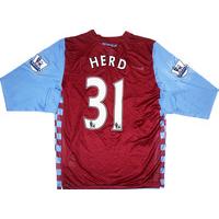 2010-11 Aston Villa Match Issue L/S Home Shirt Herd #31 *w/Tags* XL