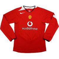 2004-06 Manchester United Home L/S Shirt (Good) L.Boys