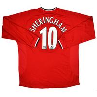 2000-01 Manchester United Home L/S Shirt Sheringham #10 (Very Good) XL