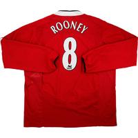 2004-06 Manchester United Home L/S Shirt Rooney #8 (Excellent) XXL