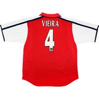 2000 02 arsenal home shirt vieira 4 very good xl