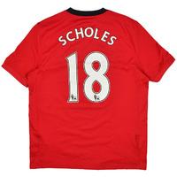 2009-10 Manchester United Home Shirt Scholes #18 *Mint* XL