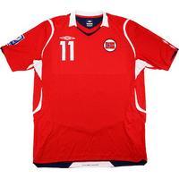 2008 Norway Match Worn Home Shirt #11 (Pedersen) v Holland