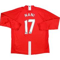 2007-09 Manchester United Home L/S Shirt Nani #17 XL