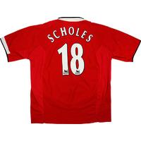 2004 06 manchester united home shirt scholes 18 very good xxl