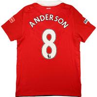 2010-11 Manchester United Match Issue FA Cup Semi Final Home Shirt Anderson #8 (v Man City)