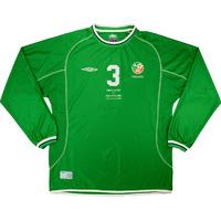 2002 Ireland Match Worn Home L/S Shirt #3 (Harte) v Denmark