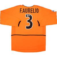 2002-03 Valencia Player Issue Away L/S Shirt F.Aurelio #3 *As New* L