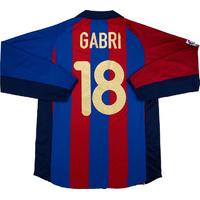 2001-02 Barcelona Match Issue Home L/S Shirt Gabri #18