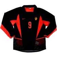 2002 Belgium Match Issue Away L/S Shirt #9 (Mpenza) v Poland