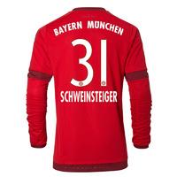 2015-16 Bayern Munich Long Sleeve Home Shirt (Schweinsteiger 31)