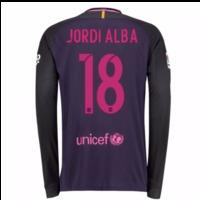 2016-17 Barcelona Away Long Sleeve Shirt (Jordi Alba 18)