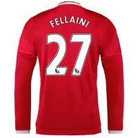 2015-2016 Man Utd Long Sleeve Home Shirt (Fellaini 27) - Kids