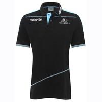 2016 2017 glasgow warriors rugby cotton polo shirt black