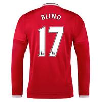 2015-2016 Man Utd Long Sleeve Home Shirt (Blind 17) - Kids