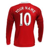 2015-2016 Man Utd Long Sleeve Home Shirt (Your Name) -Kids