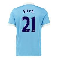 2015-16 Man City Home Shirt (Silva 21)