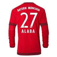 2015-16 Bayern Munich Long Sleeve Home Shirt (Alaba 27)