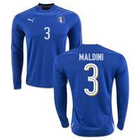 2016-2017 Italy Long Sleeve Home Shirt (Maldini 3)