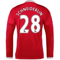 2015-2016 Man Utd Long Sleeve Home Shirt (Schneiderlin 28)