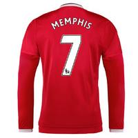 2015-2016 Man Utd Long Sleeve Home Shirt (Memphis 7)