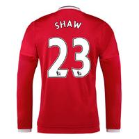 2015-2016 Man Utd Long Sleeve Home Shirt (Shaw 23) - Kids