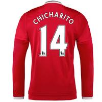 2015-2016 Man Utd Long Sleeve Home Shirt (Chicharito 14) - Kids