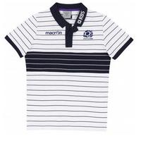 2014-2015 Scotland Cotton Striped Piquet Polo Shirt (White) - Kids