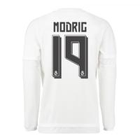 2015-16 Real Madrid Long Sleeve Home Shirt (Modric 19) - Kids