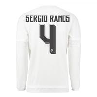 2015-16 Real Madrid Long Sleeve Home Shirt (Sergio Ramos 4) - Kids