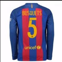 2016-17 Barcelona Home Long Sleeve Shirt (Busquets 5)