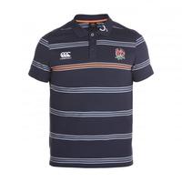 2016-2017 England Rugby Cotton Stripe Polo Shirt (Graphite)