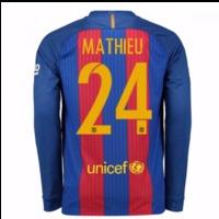 2016-17 Barcelona Home Long Sleeve Shirt (Mathieu 24)