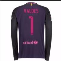 2016-17 Barcelona Away Long Sleeve Shirt (Valdes 1)