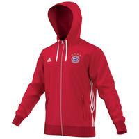 2016-2017 Bayern Munich Adidas 3S Hooded Zip (Red)