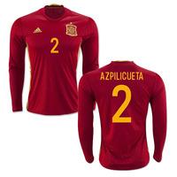 2016 2017 spain long sleeve home shirt azpilicueta 2