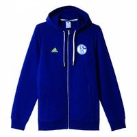 2016-2017 Schalke Adidas 3S Hooded Zip (Dark Blue)