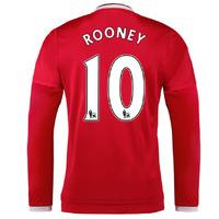2015-2016 Man Utd Long Sleeve Home Shirt (Rooney 10) - Kids