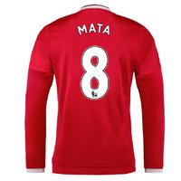 2015-2016 Man Utd Long Sleeve Home Shirt (Mata 8) - Kids