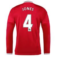 2015-2016 Man Utd Long Sleeve Home Shirt (Jones 4) - Kids