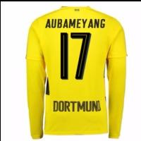 2017-18 Borussia Dortmund Long Sleeve Home Shirt (Aubameyang 17)